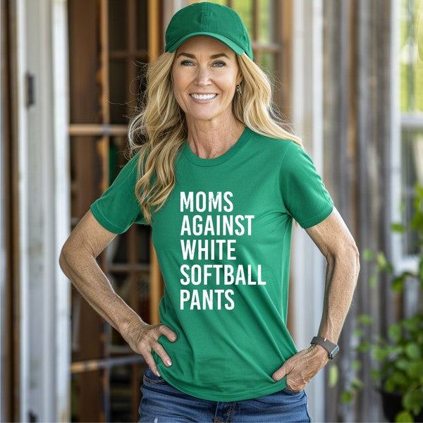 Moms Against White Softball Pants Boutique Tee