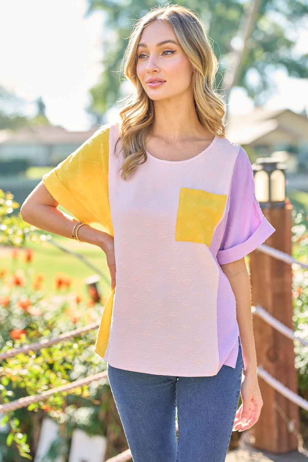 Color Block Short Sleeve Top