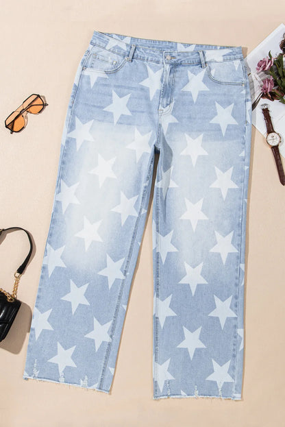 Star Straight Leg Jeans with Pockets