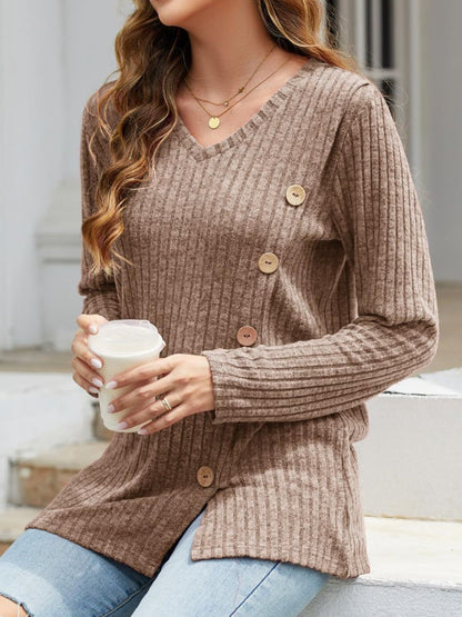 V-Neck Long Sleeve T-Shirt