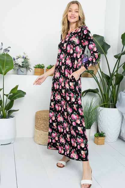 ALLOVER FLORAL MAXI DRESS