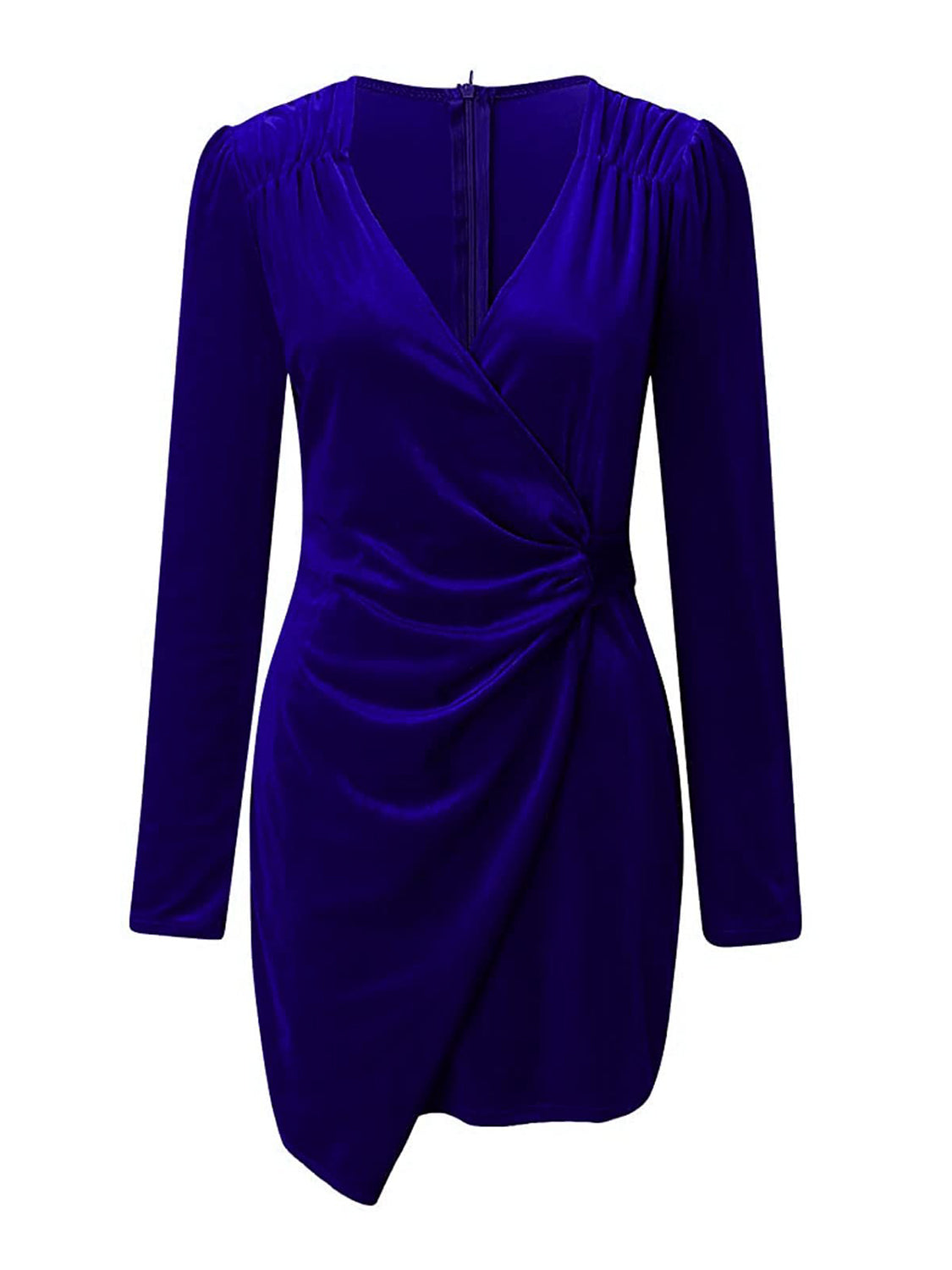 Ruched Surplice Long Sleeve Mini Dress