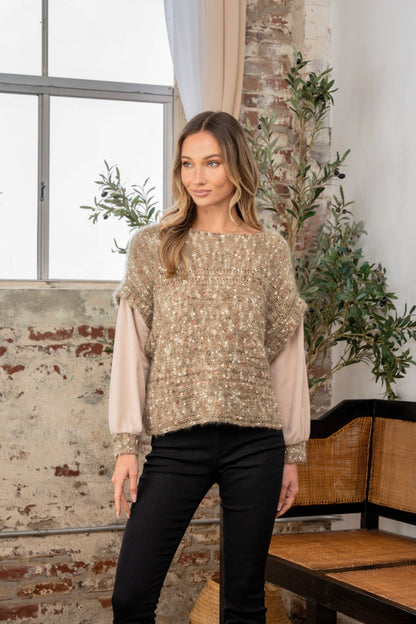 Fuzzy Long Sleeve Knit Top