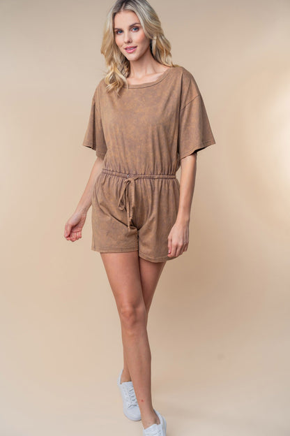 Short Sleeve Drawstring Romper