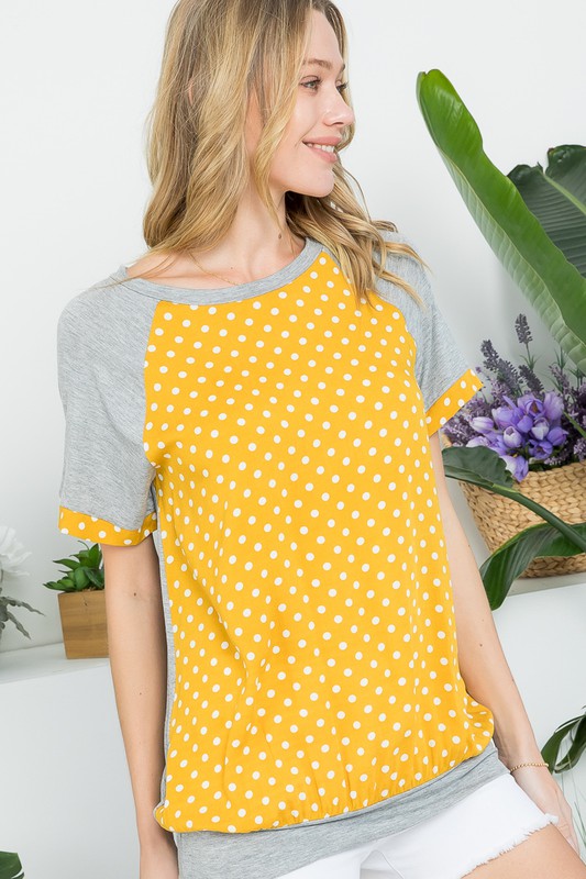 PLUS POLKA DOT MIX CASUAL TUNIC TOP