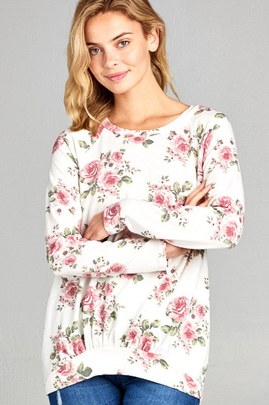 ALLOVER FLORAL SWEATSHIRT TOP