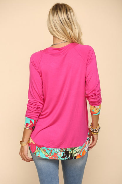 Tropical Print Long Sleeve T-Shirt