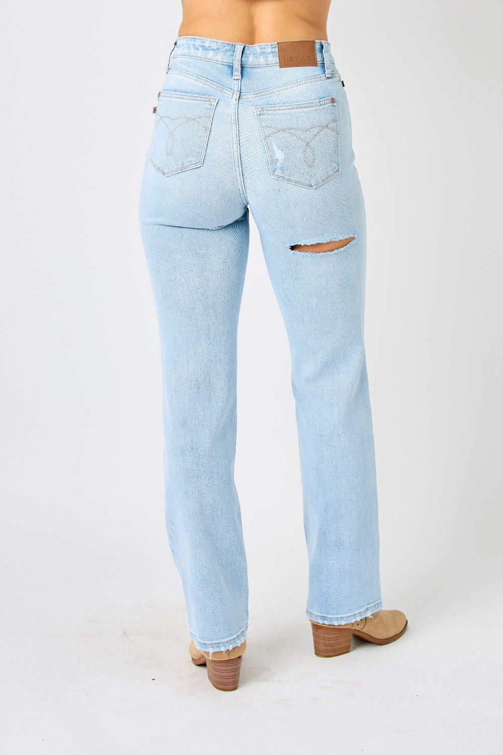 Judy Blue High Waist Distressed Straight Jeans