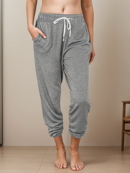 Drawstring Elastic Waist Joggers with Pockets