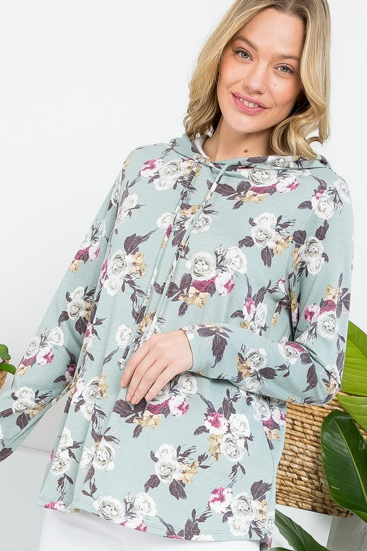 ALLOVER FLORAL SWEATSHIRT TOP