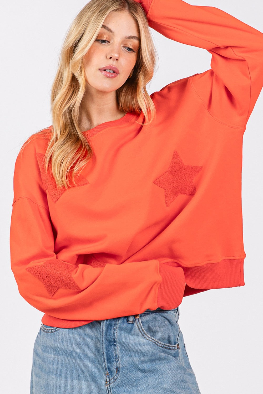 Star Patch Long Sleeve Sweatshirt