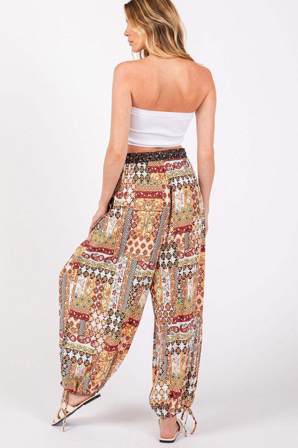 High-Rise Balloon Bohemian Print Pants