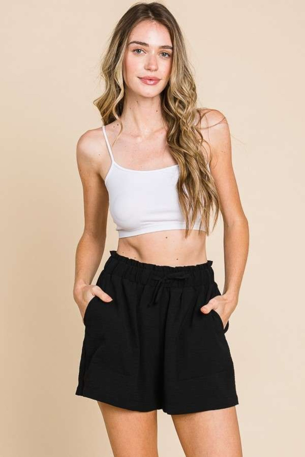 High Waist Paper Bag Shorts