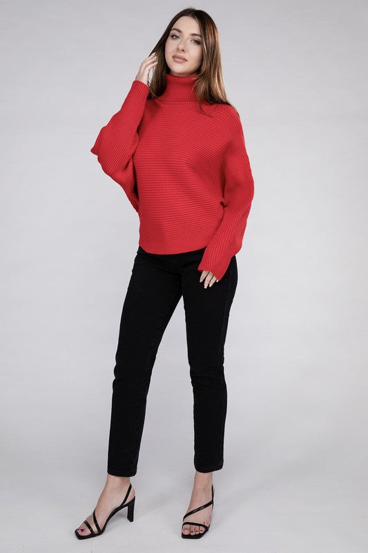 VISCOSE DOLMAN SLEEVE TURTLENECK SWEATER