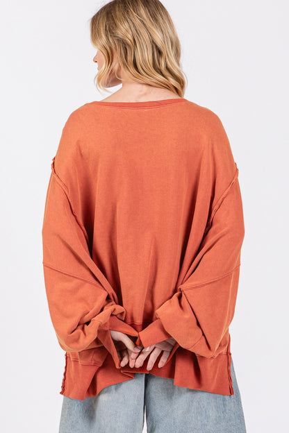 Mineral Wash Side Slit Oversized Sweatshirt