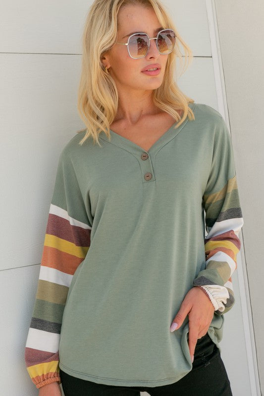 STRIPE SOLID MIXED TOP