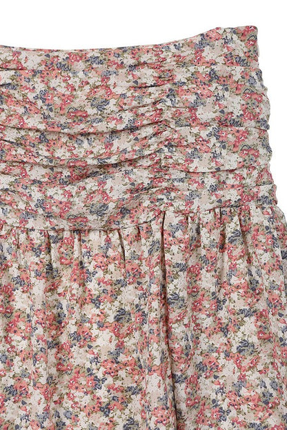 Shirred floral skirt