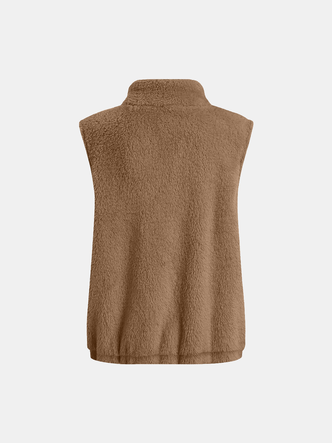 Fuzzy Zip Up Vest Coat with Pockets