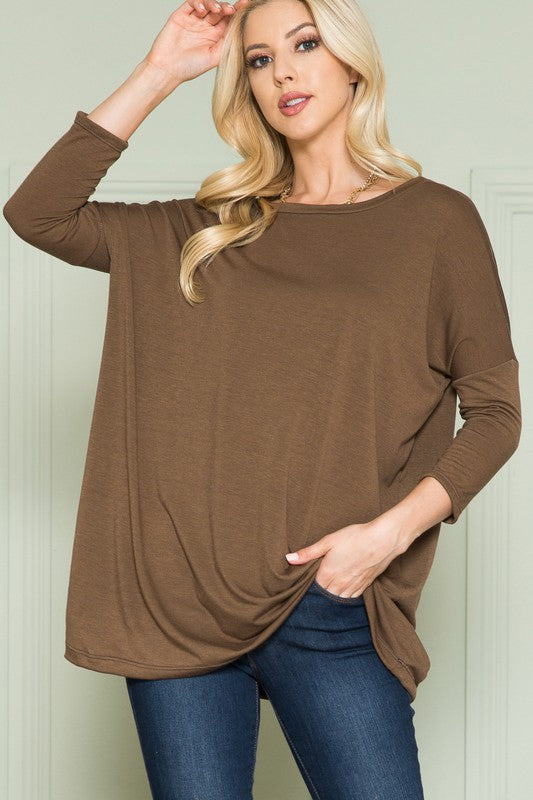 Solid Long Sleeve Tunic Top