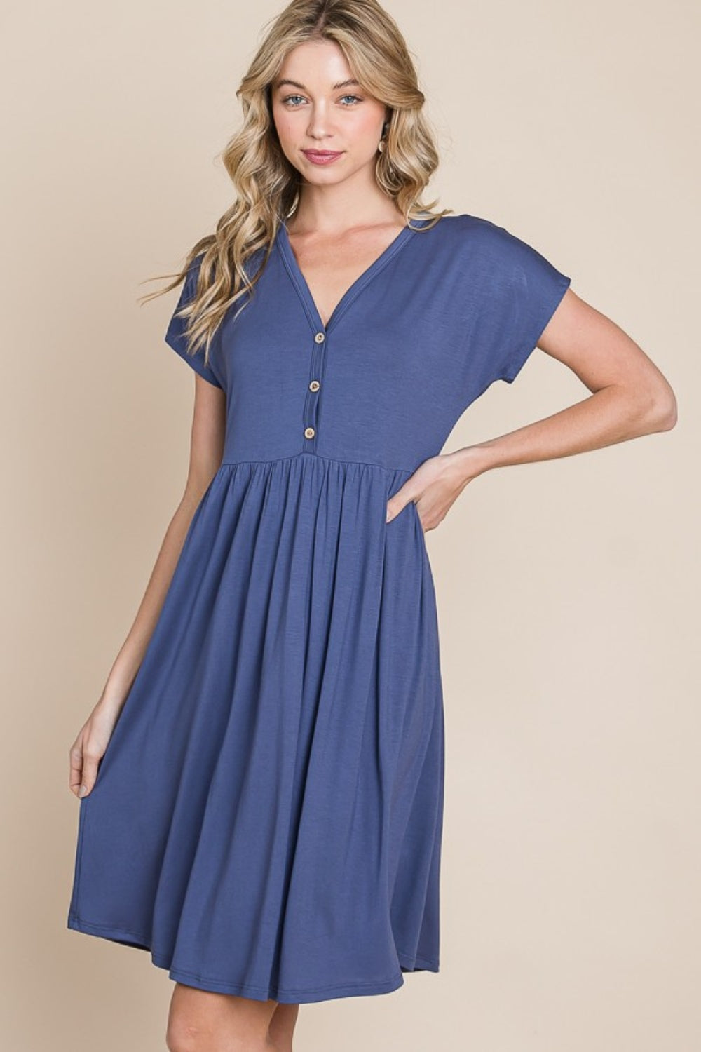 V-Neck Short Sleeve Dress