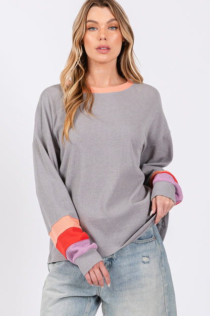 Color Block Waffle Knit T-Shirt