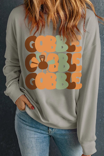 Letter Graphic Round Neck Long Sleeve Sweatshirt