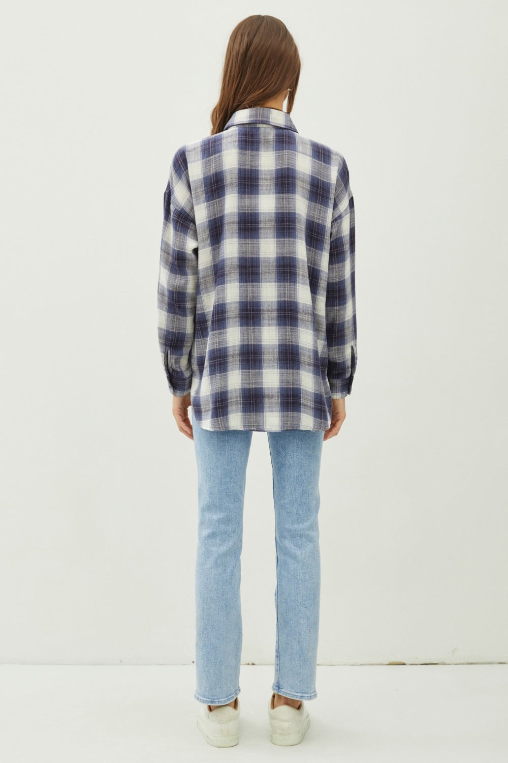 Plaid Flannel Button Down Shirt with Chest Pocket