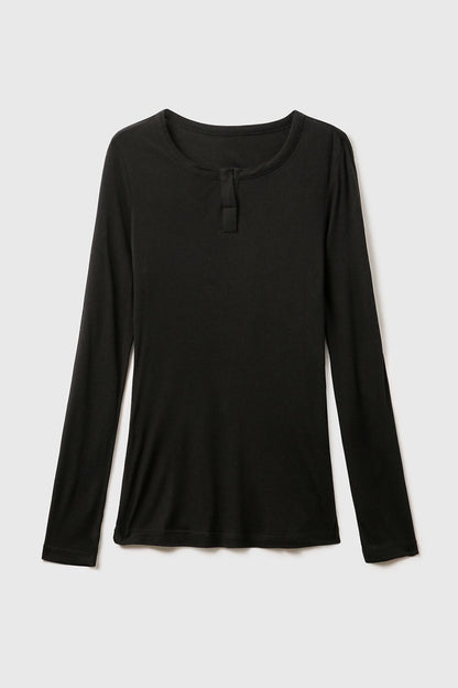 Notched Long Sleeve T-Shirt