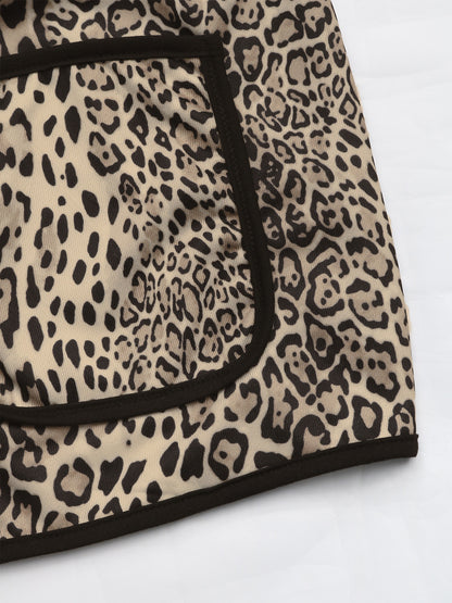 Leopard Open Front Long Sleeve Jacket