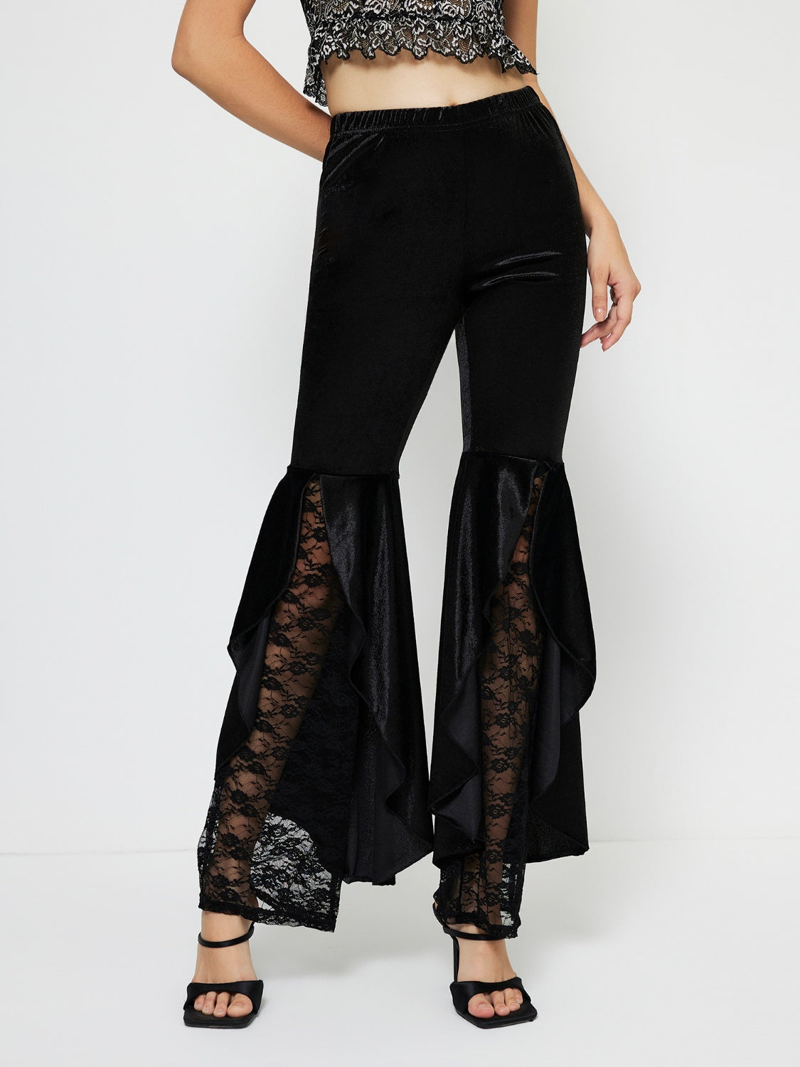 High Waist Lace Flare Pants