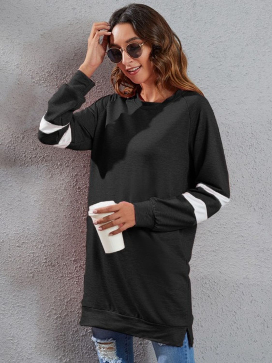 Striped Round Neck Long Sleeve T-Shirt