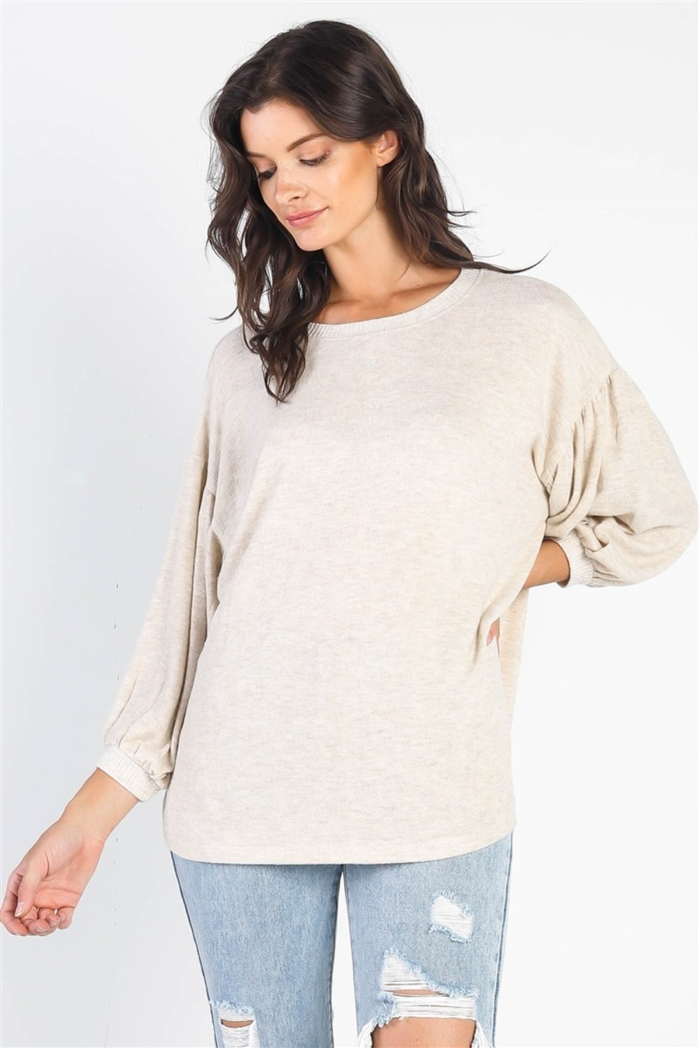 Drop Shoulder Puff Sleeve Top