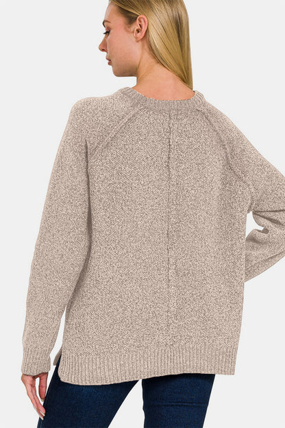 Side Slit Raglan Sleeve Sweater