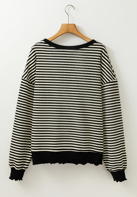 Striped Round Neck Long Sleeve Sweatshirt