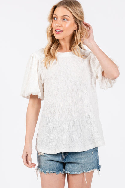 Femme Textured Puff Sleeve Top