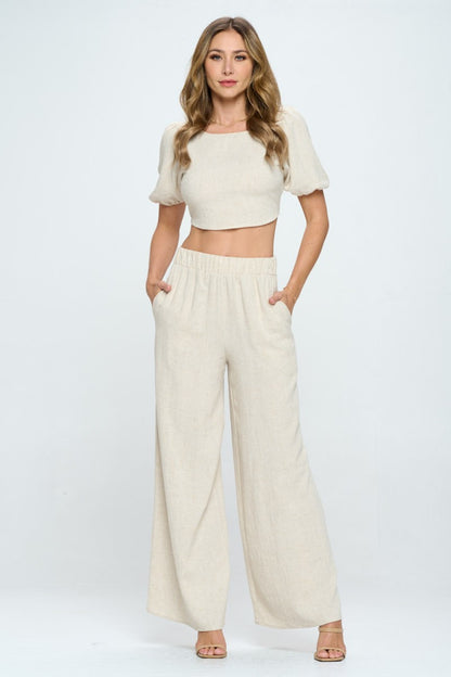 Linen Wide Leg Pants with Pockets