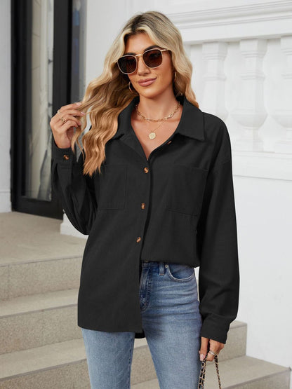 Button Up Long Sleeve Shirt with Breast Pockets