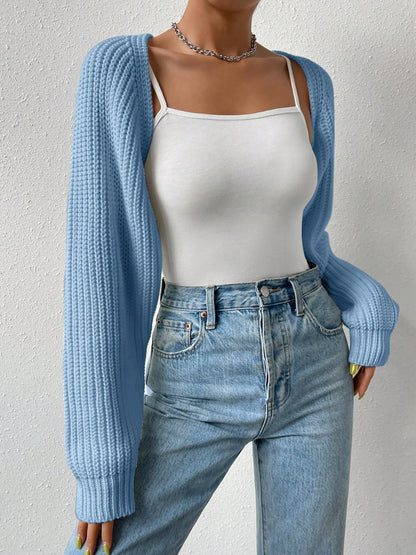 Open Front Long Sleeve Cropped Cardigan