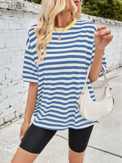 Striped Round Neck Half Sleeve T-Shirt