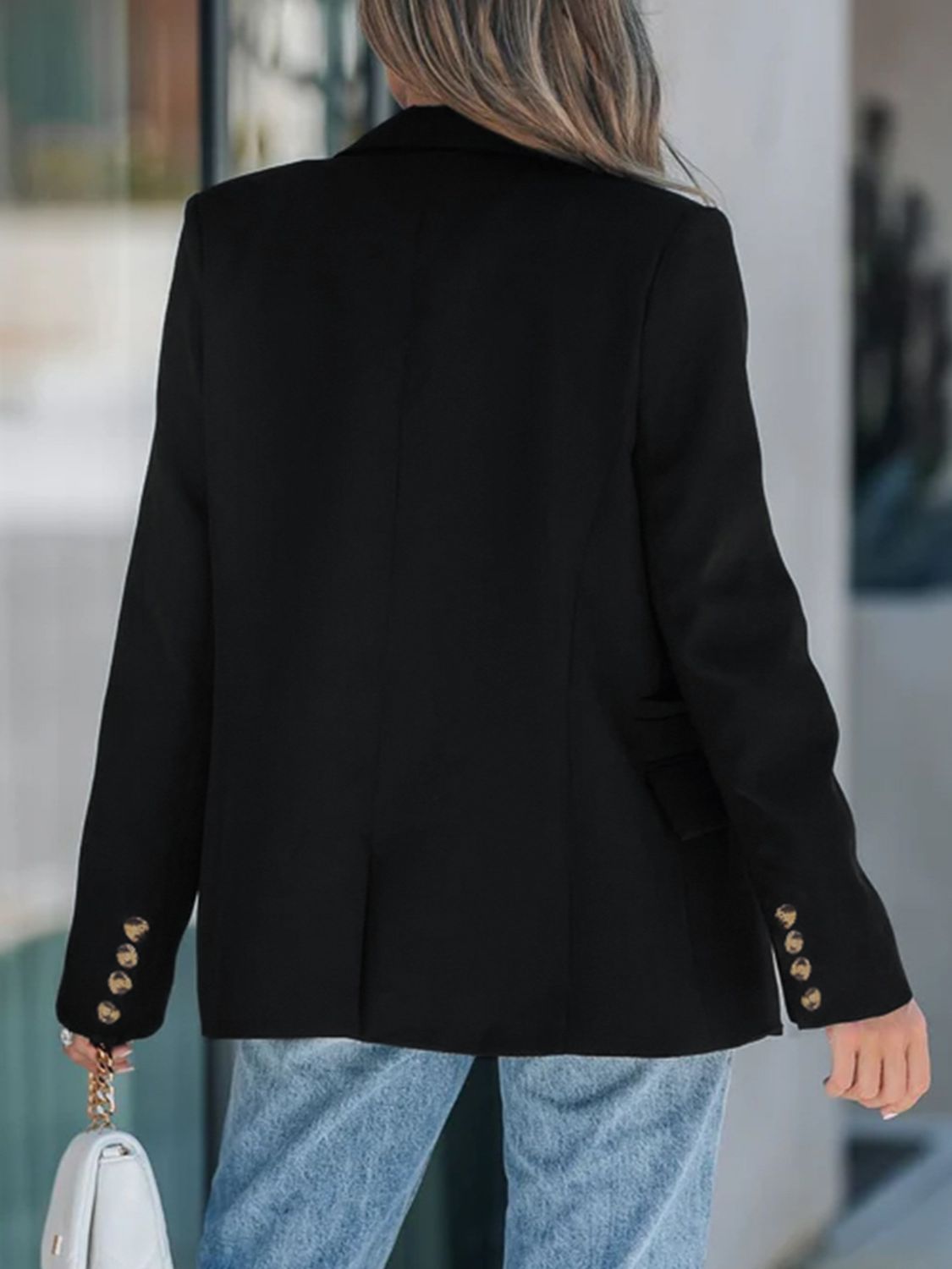 Lapel Collar Long Sleeve Blazer