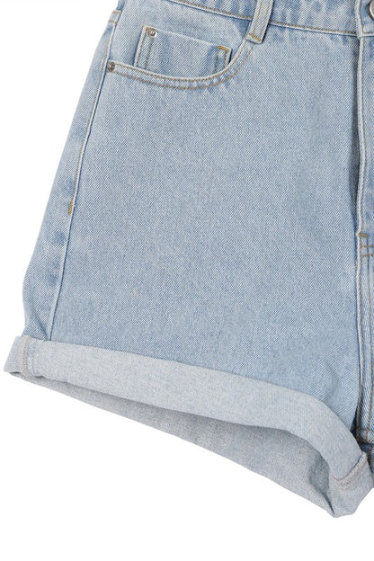 Roll up denim shorts