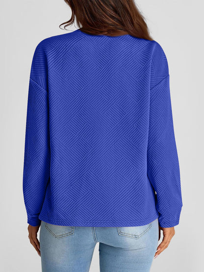 Texture Round Neck Long Sleeve Sweatshirt