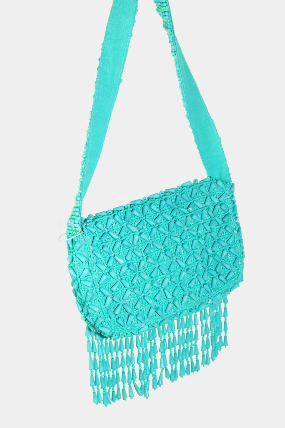 Beaded Fringe Rectangle Shoulder Bag