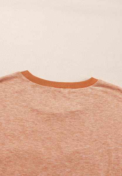 Stud Heart Patch Round Neck Short Sleeve T-Shirt