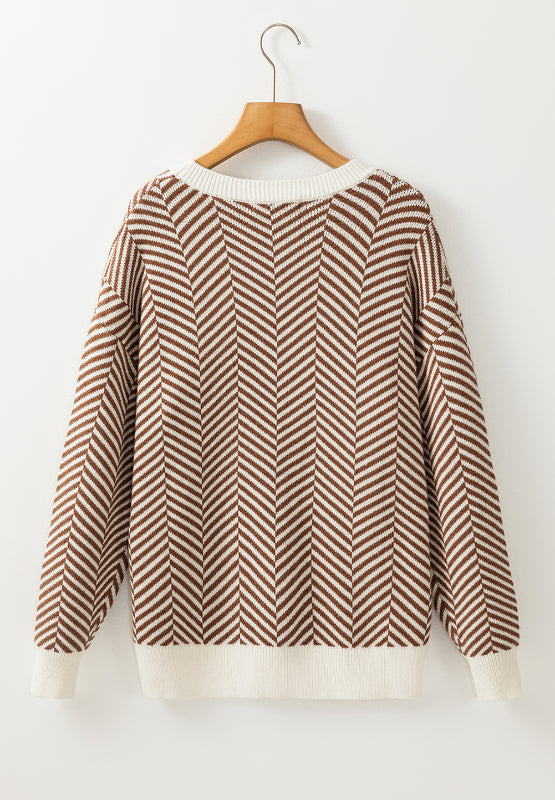 Striped Round Neck Long Sleeve Sweater