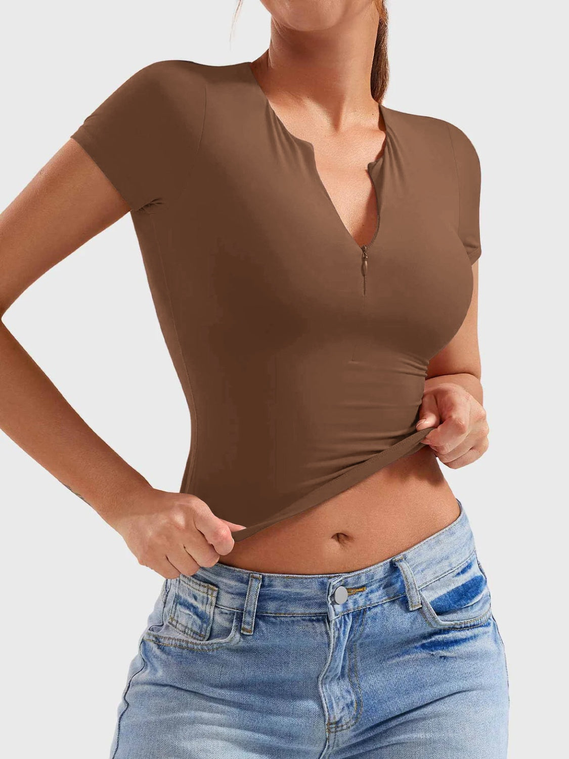 Half Zip Short Sleeve T-Shirt