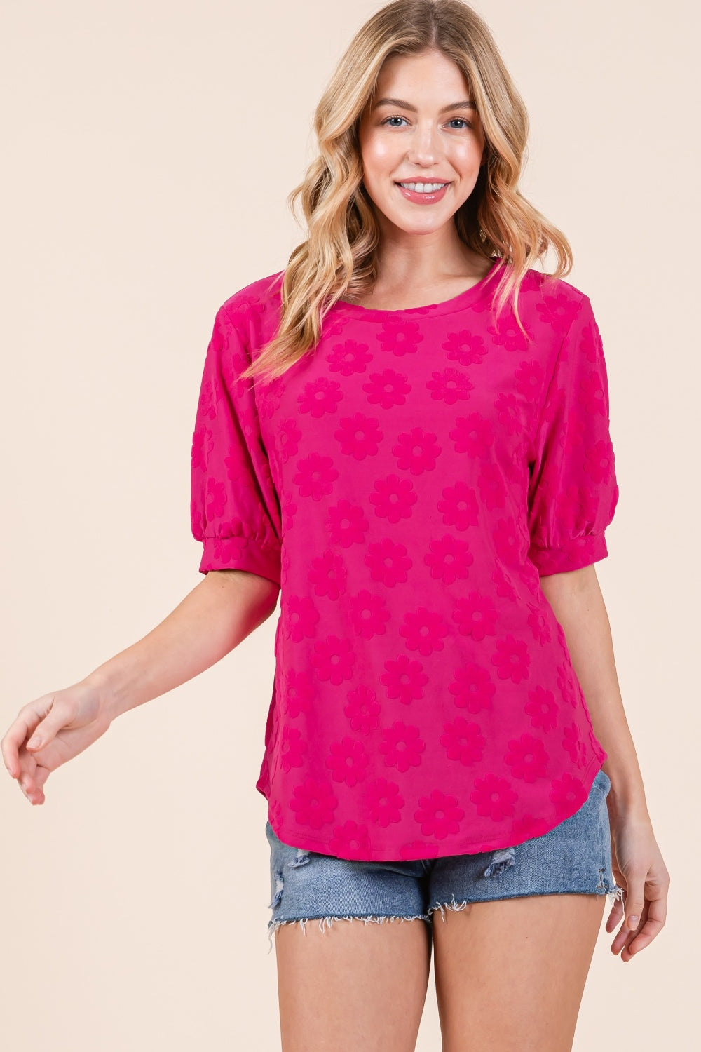 Textured Floral Pattern Top