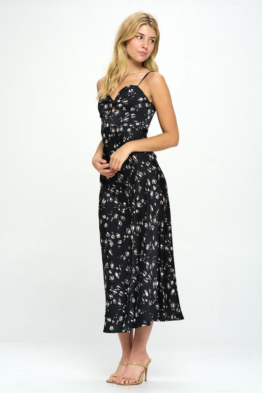 Satin Floral Maxi Dress 63409J