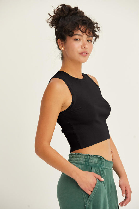 Ribbed Knit Cropped Tank