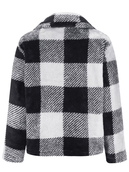 Plaid Zip Up Long Sleeve Jacket